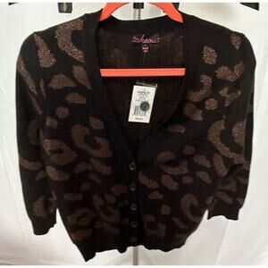 Takeout Black W/‎ Soft Pink Metallic Highlig Button Up Sweater CardiganWomen's L